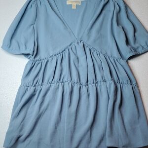 Michael Kors Soft Blue Gathered Blouse